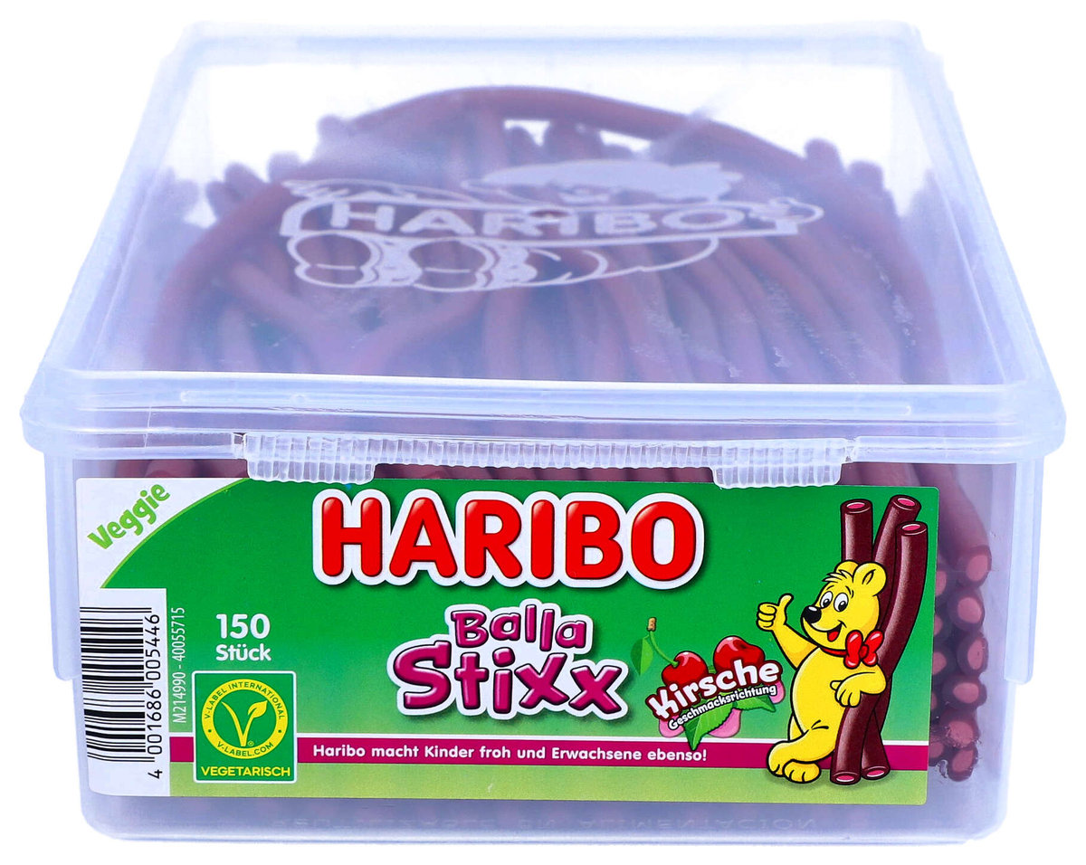 Żelki Haribo Kable Wiśniowe 150szt Wegetariańskie Z Niemiec Owocowe 1125g