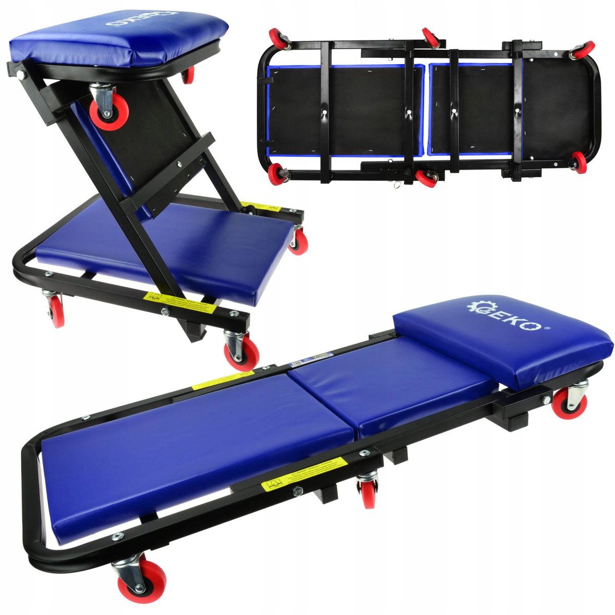 Geko Warsztatowa Leżanka Składana Siedzisko Taboret Wózek 2W1 G02098