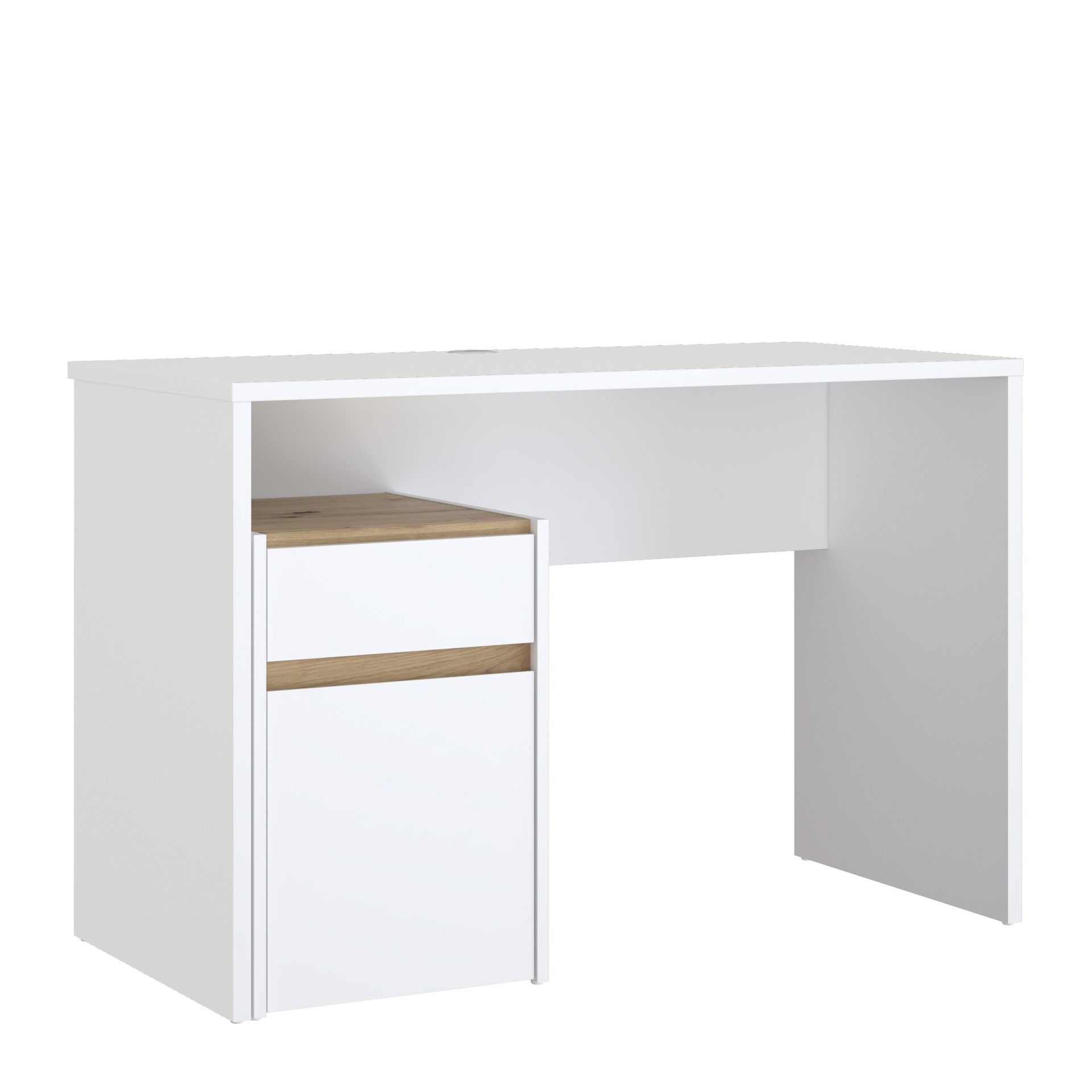 Biurko 110 cm Modultrick Biały MDUB111-M961 Forte Biały, Dąb Artisan