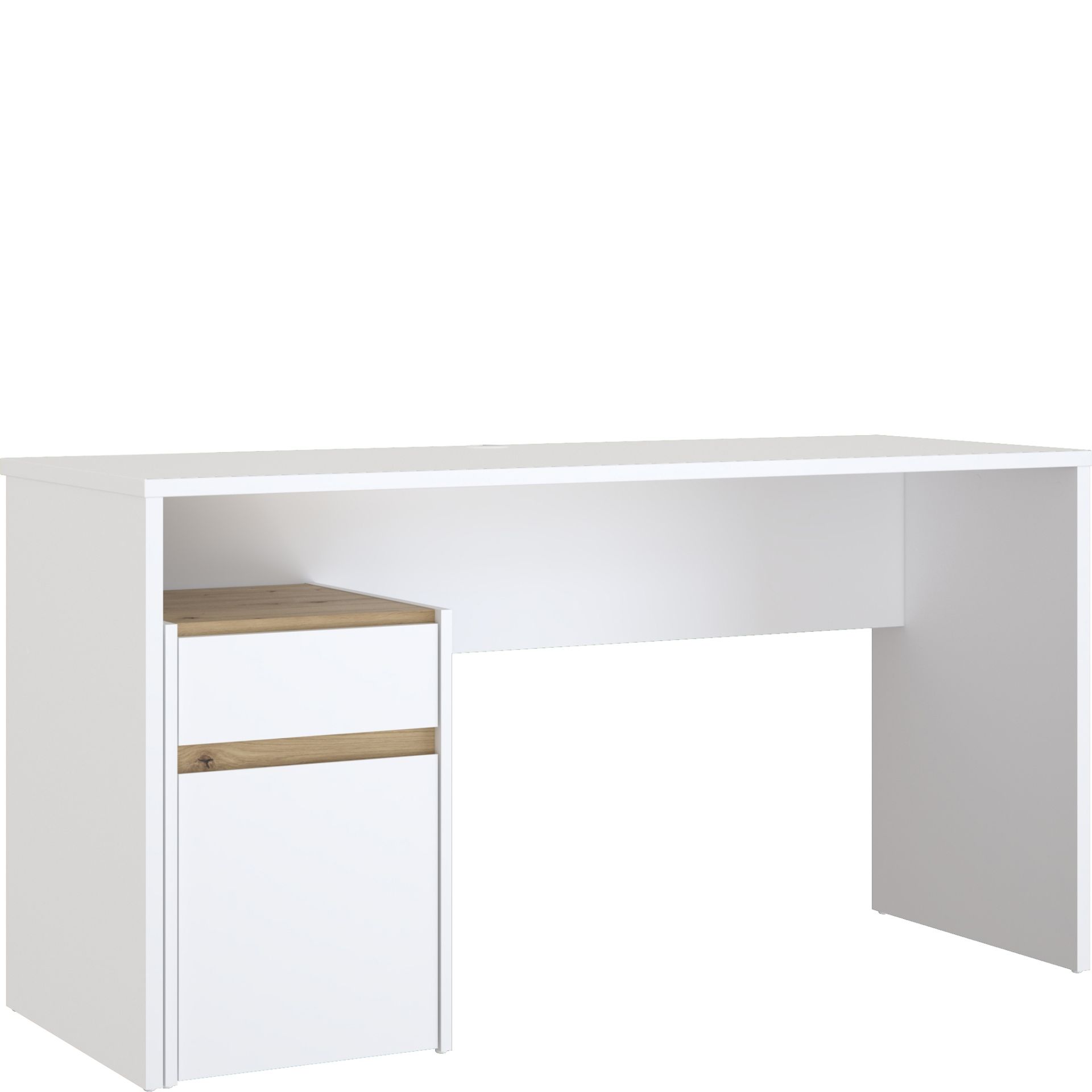 Biurko 140 cm Modultrick Biały MDUB112-M961 Forte Biały, Dąb Artisan