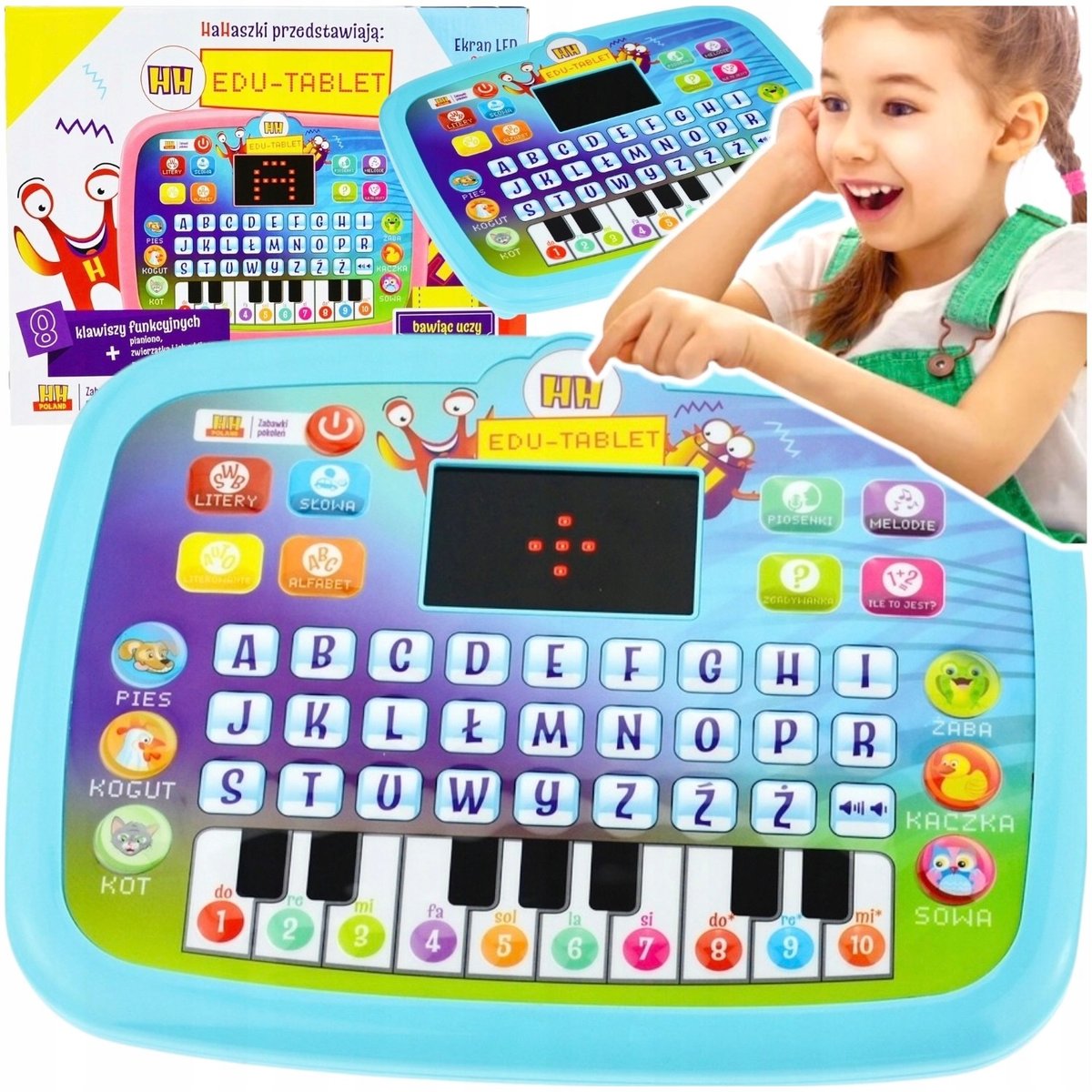 Tablet Edukacyjny Led Dla Dzieci Pianino Uczy Liter Cyfr Słów Matematyki