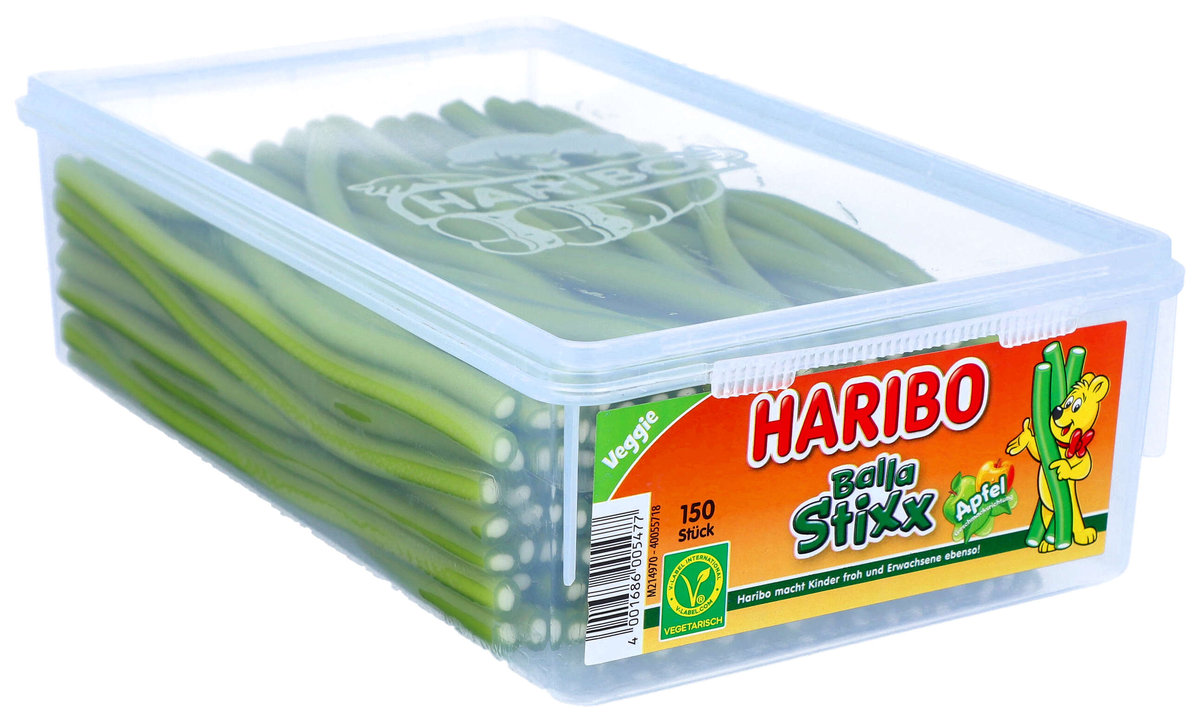Żelki Haribo Jabłkowe Kable 150szt Owocowe Z Niemiec 1125g Wegetariańskie