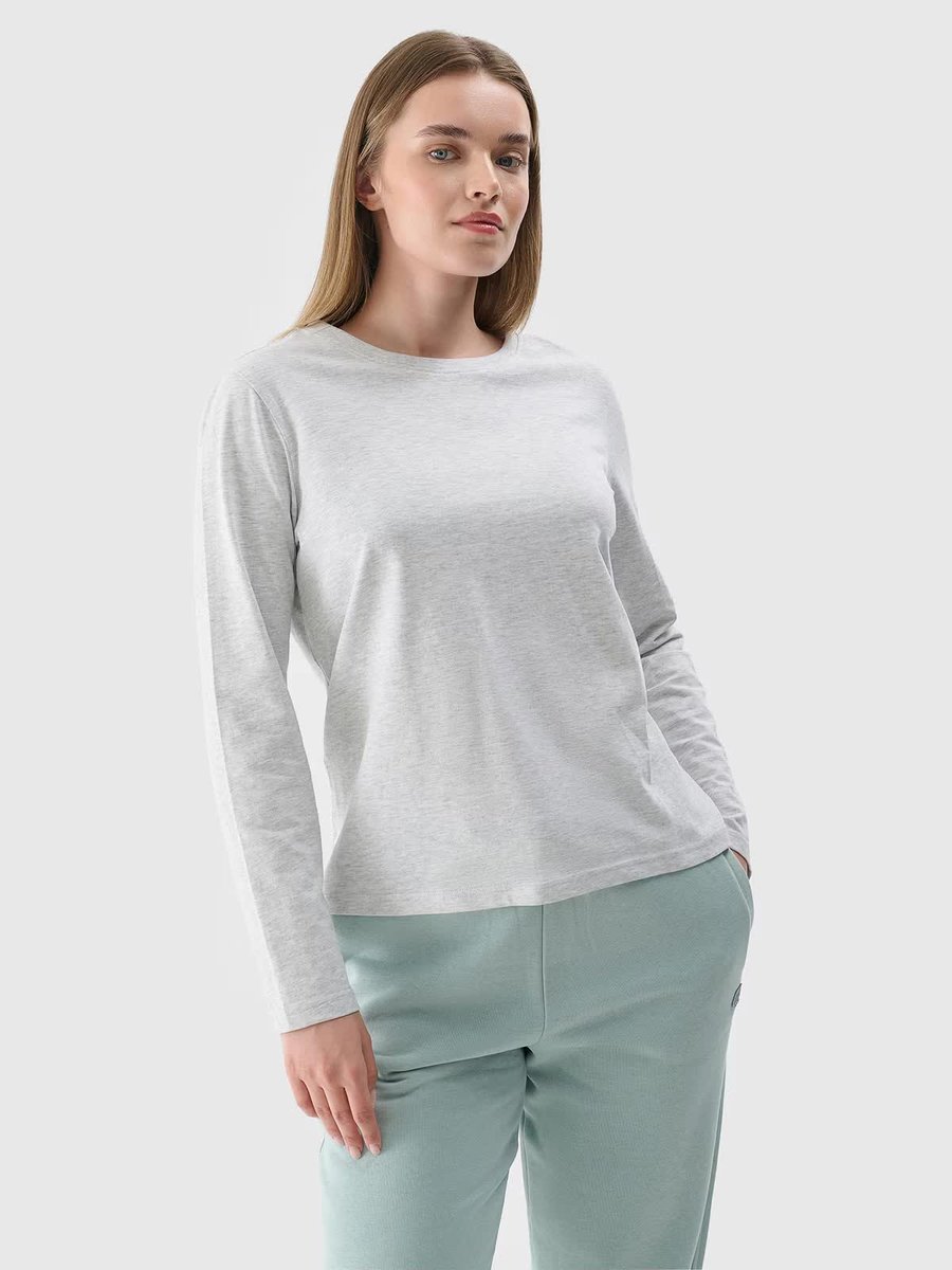 Longsleeve oversize gładki damski 4F 4FWMM00TLONF431-27M Szary