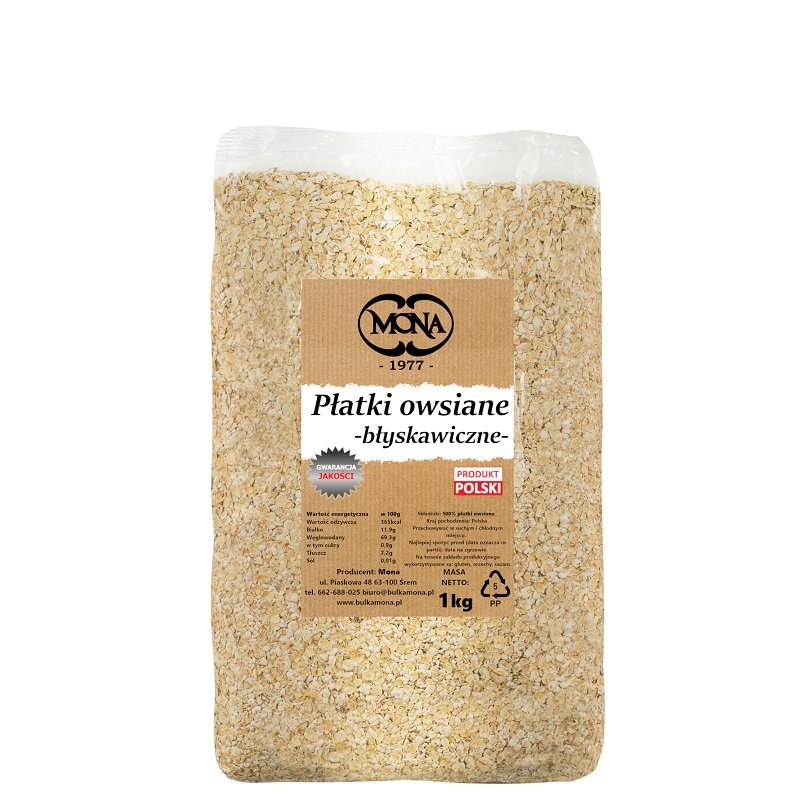 Płatki Owsiane Błyskawiczne 1kg MONA