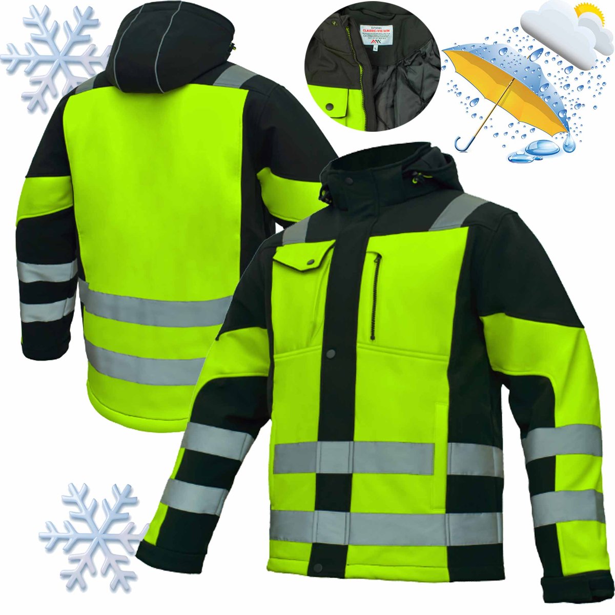 Kurtka robocza zimowa softshell ocieplany fluorescencyjna pasy odblaskI XXL ARTMAS
