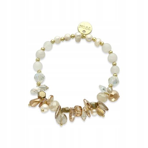 Bransoletka Koralikowa Pozłacana Z Mosiądzu Jadeitu, Pereł I Kryształów