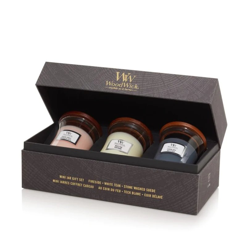 Zestaw prezentowy WoodWick na święta 3 małe świece