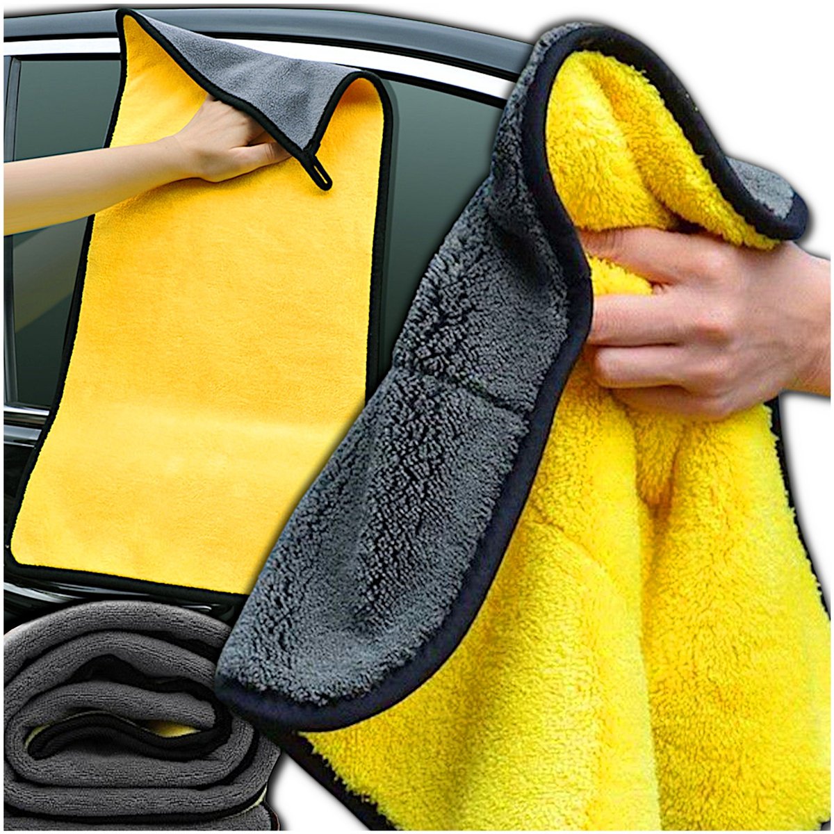 RĘCZNIK Z MIKROFIBRY 800GSM PRO DO OSUSZANIA MYCIA SAMOCHODU AUTA 90X60 XXL