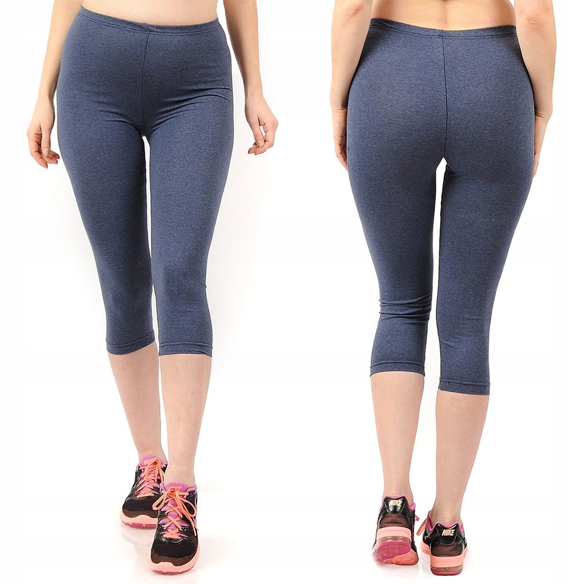 Legginsy damskie 3/4 krótkie Polskie bawełniane Getry Jeans L