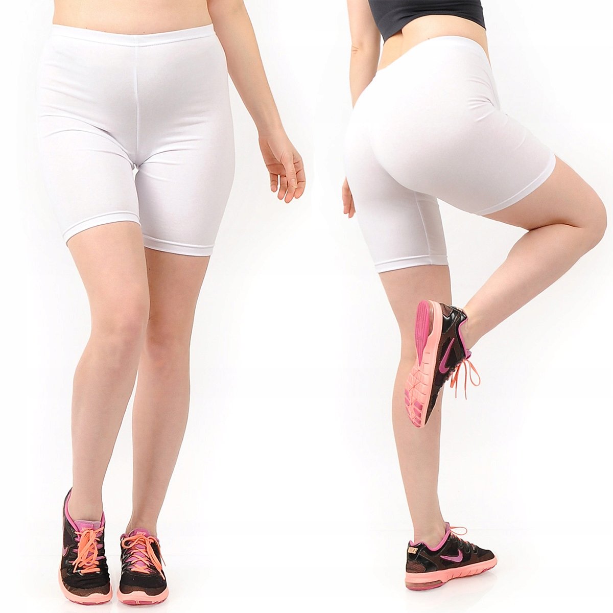 Legginsy damskie 1/2 Kolarki Krótkie Spodenki Białe L