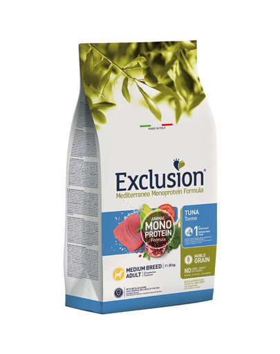 EXCLUSION MonoProtein Noble Grain medium breed dogs karma z tuńczykiem dla psów średnich ras 12 kg