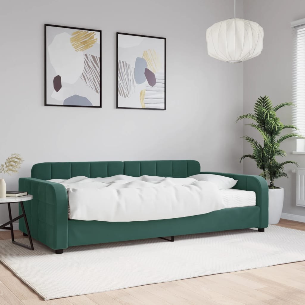 Sofa z materacem do spania, ciemnozielona, 100x200 cm, aksamit Lumarko!