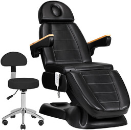 Fotel kosmetyczny elektryczny sillon lux 273b + taboret 304 czarny