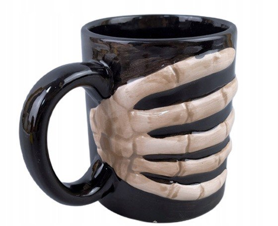 Kubek Ceramiczny 3D Skeleton Hand Ręka Kościotrup Halloween Czarny Kubek