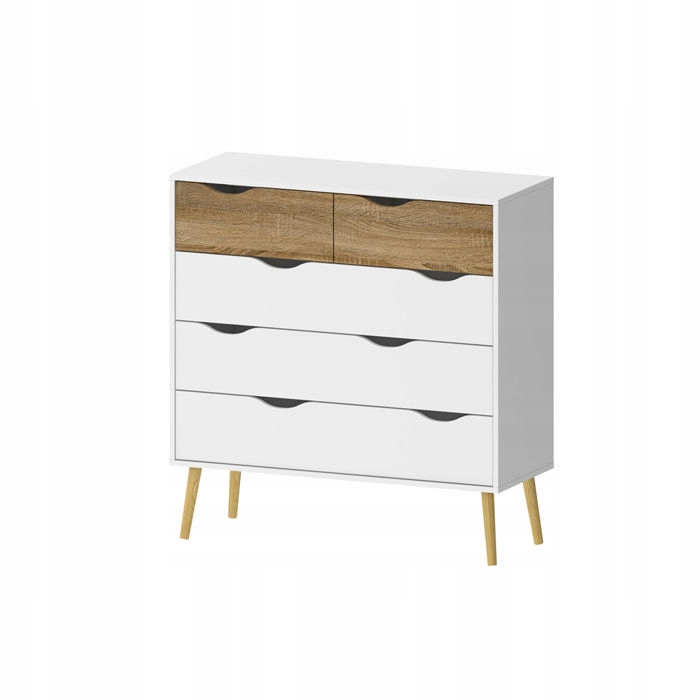 Komoda retro biały dąb sonoma 5 Szuflad do salonu 99 cm x 101 cm Oslo