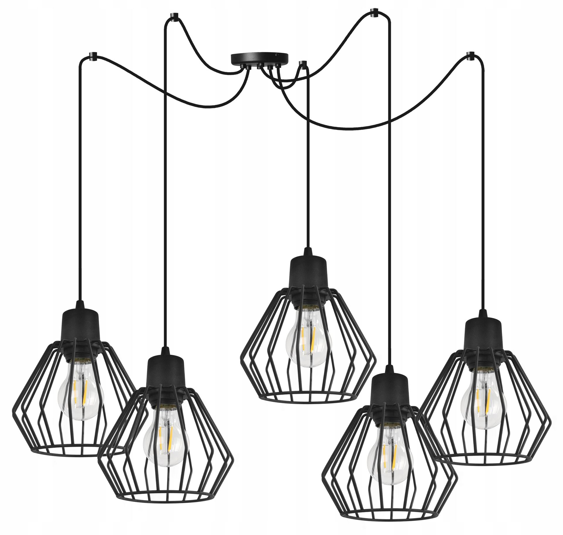 Lampa Sufitowa Wisząca Żyrandol Czarna Loft Pająk Do Salonu Sypialni Pokoju