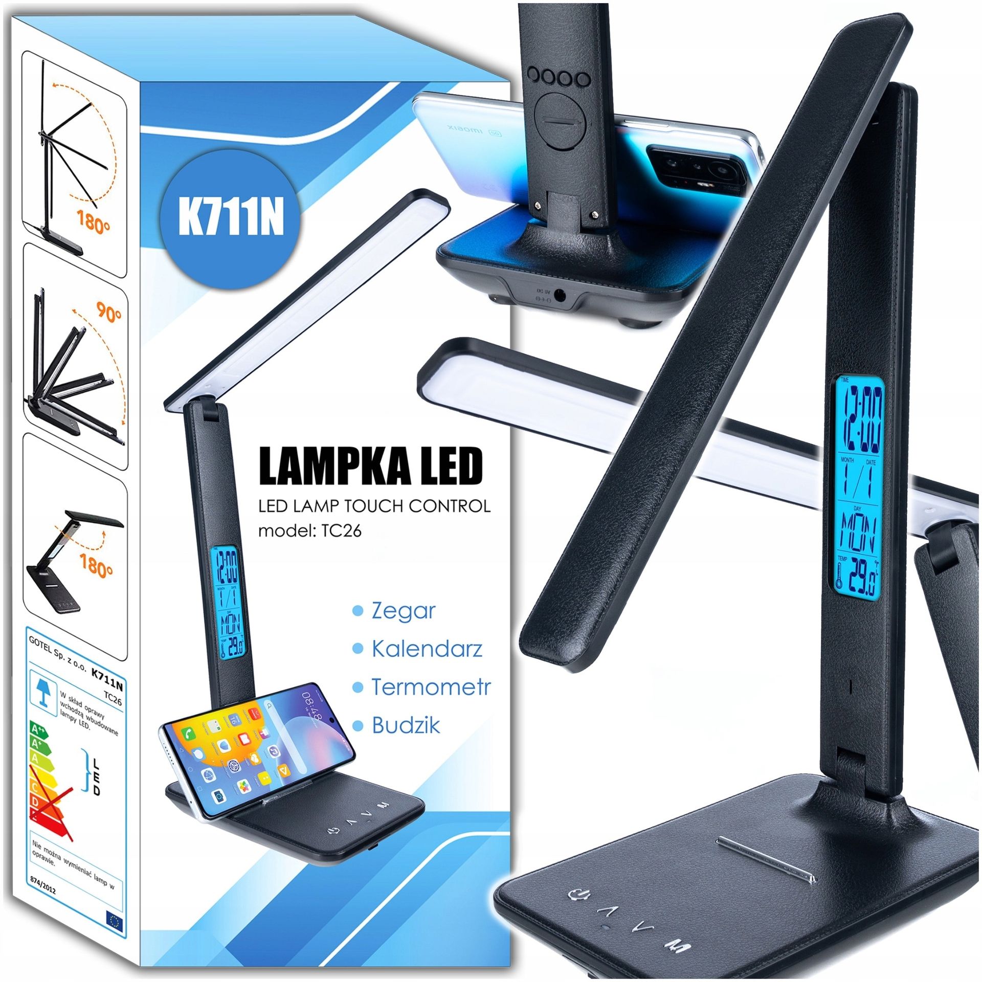 Lampka Biurkowa Szkolna Zegar Budzik Czytanie Nauka Praca Odrabianie Lekcji