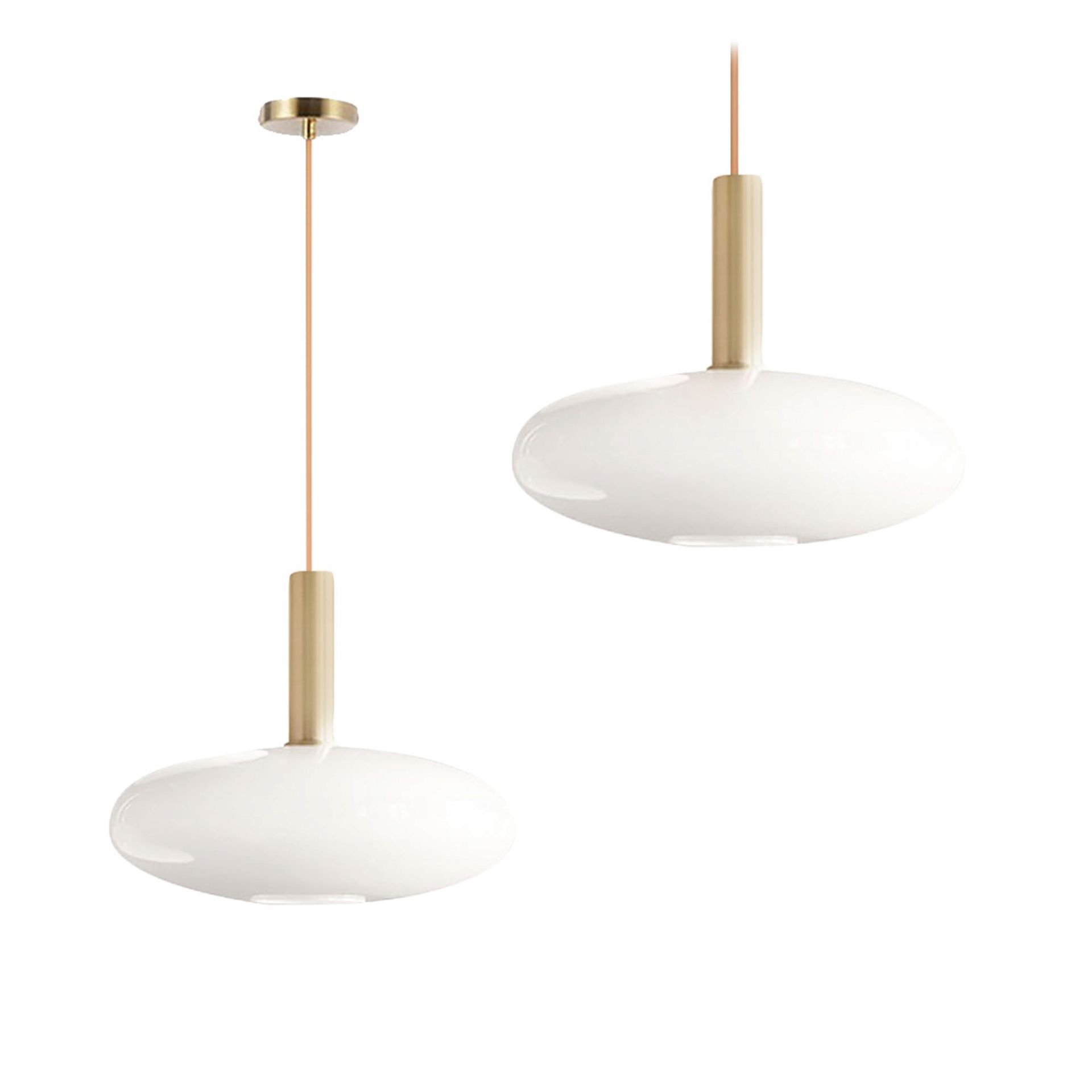 Lampa Wisząca Sufitowa Szklana Mleczna Złota Biała