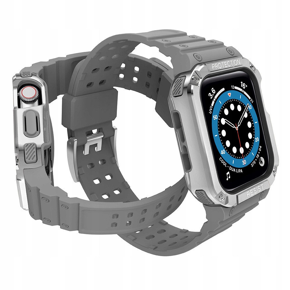 Protect Strap Opaska Z Etui Do Apple Watch 7/6/5/4/3/2/SE 41/40/38MM Szary