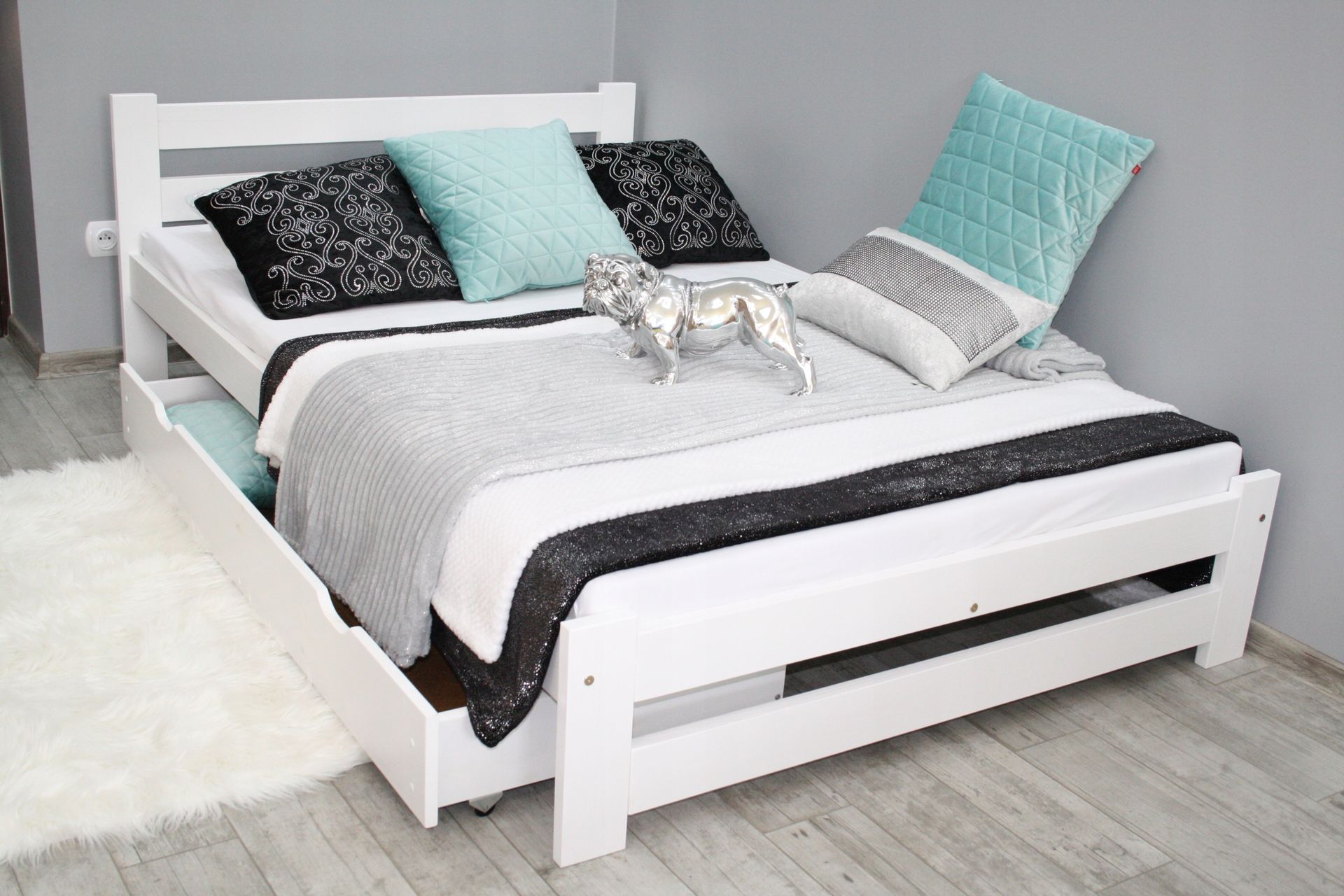 Łóżko drewniane białe Eko E2 140X200 Stelaż sypial