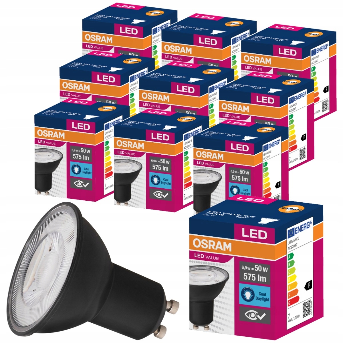 10x Żarówka Led GU10 6,9W 50W 4000K Czarna Osram