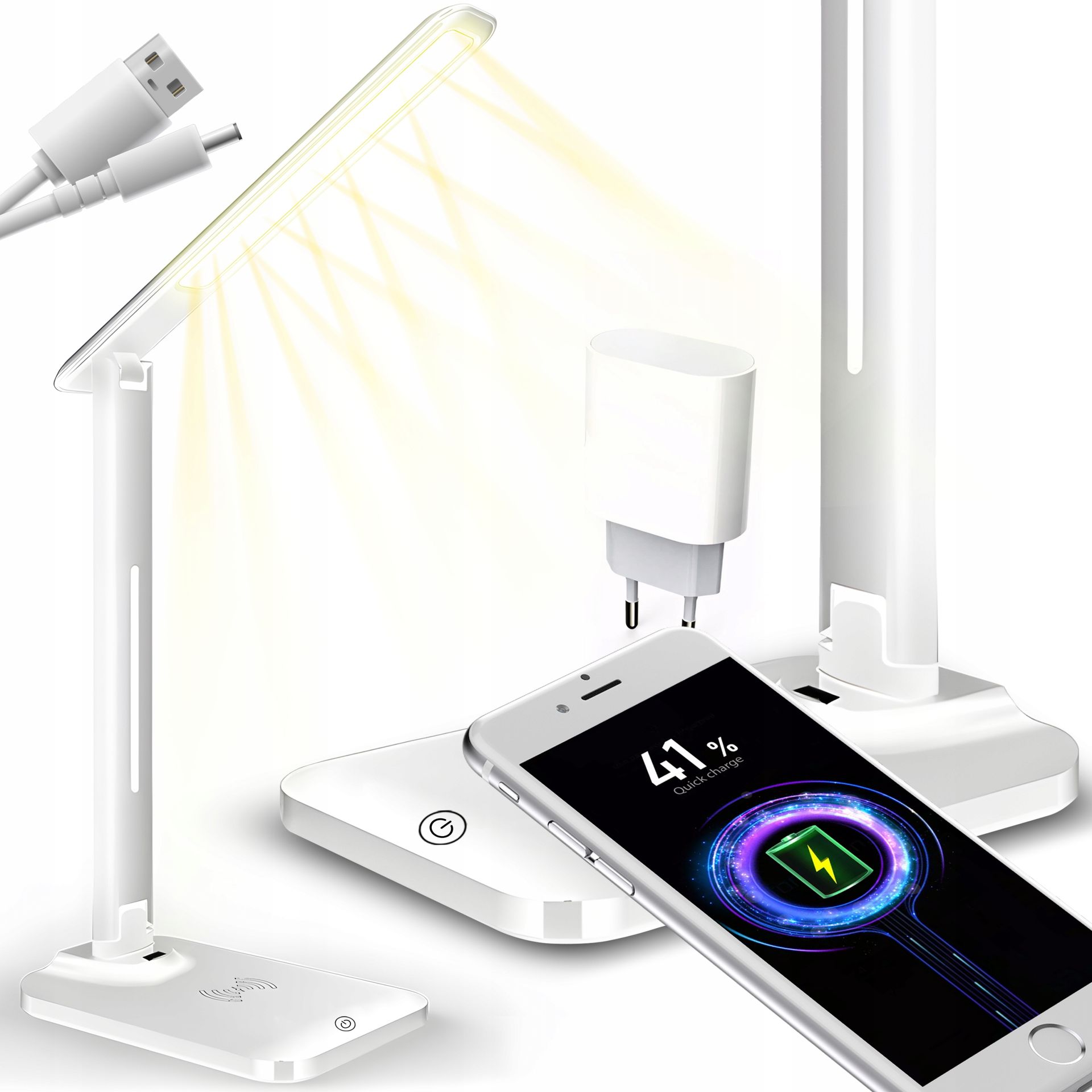 Lampka Led Biurkowa Szkolna Biurko Nocna Ładowarka