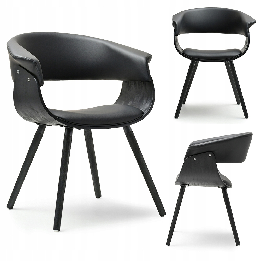 Stylowe Komfortowe Krzesło Forma Siedzisko Z Giętego Drewna Elina 2X Czarne