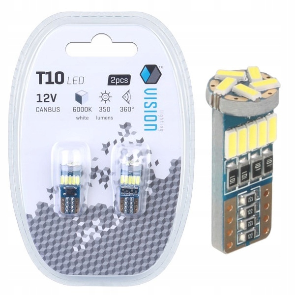 Żarówki W5W Led T10 Postojówki 6000K 12V Canbus Biała