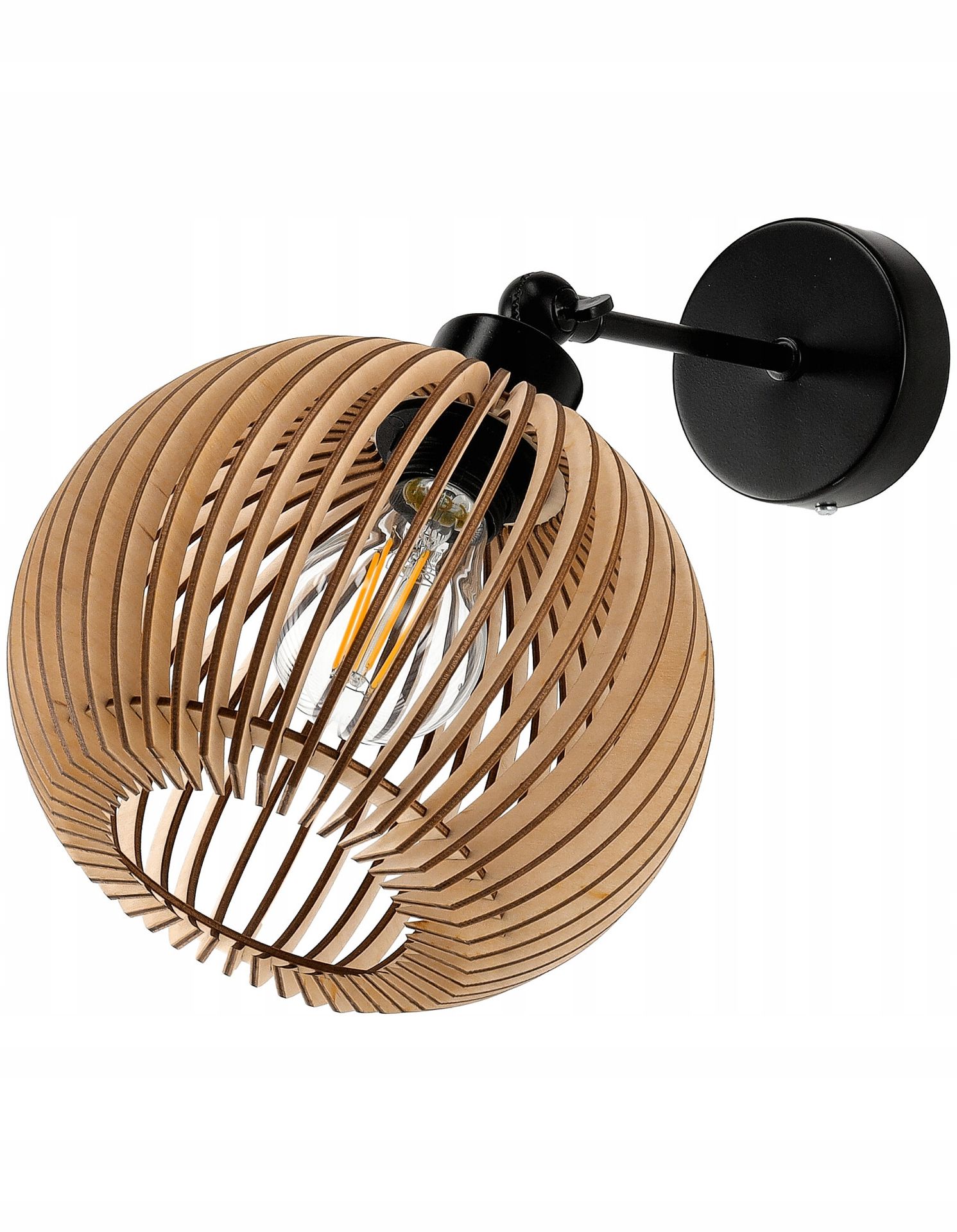 Lampa Sufitowa Kinkiet Led Drewniana Kula E27