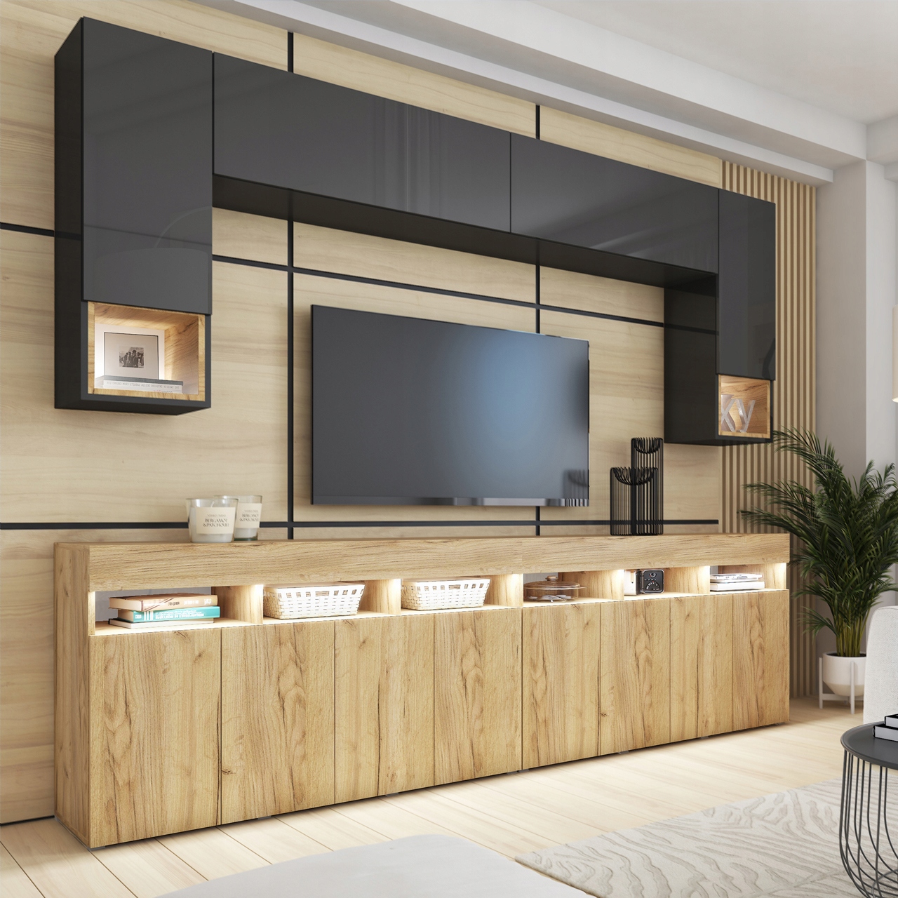 Meble do salonu Meblościanka czarna craft Premium