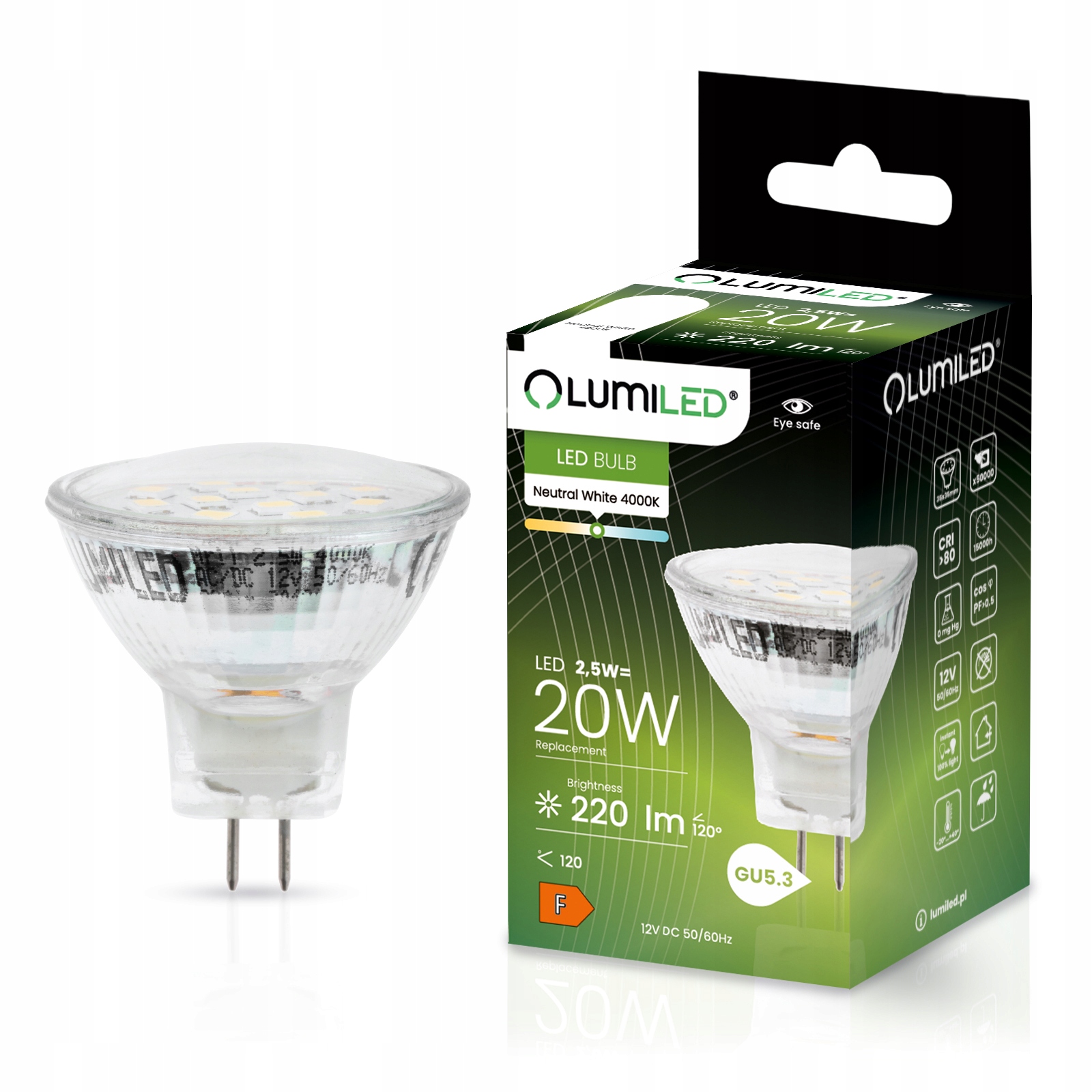 Żarówka Led GU5,3 MR11 2,5W 25W 4000K 12v Lumiled