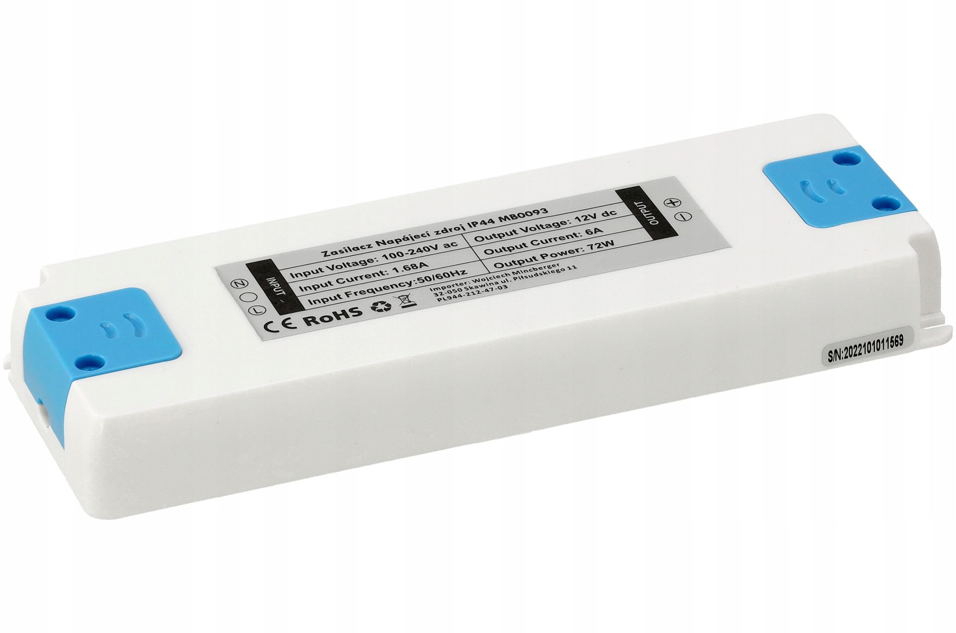 Zasilacz Led 12V Meblowy-2 72W 6A IP44 Do Taśmy