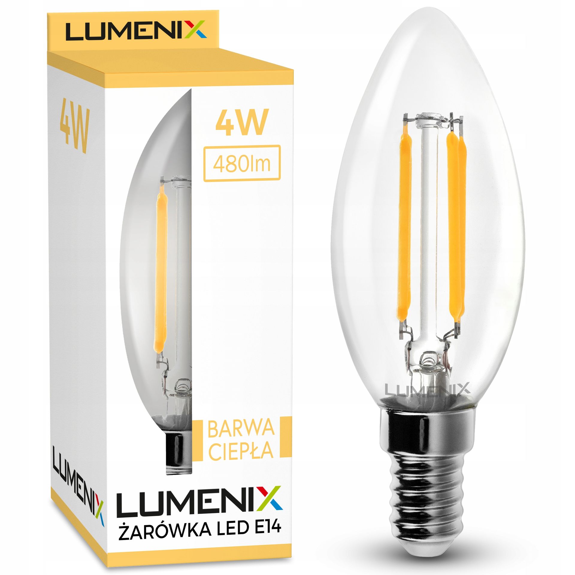 Żarówka E14 Led Filament Edison Ozdobna Świeczka 480lm 4W Ciepła