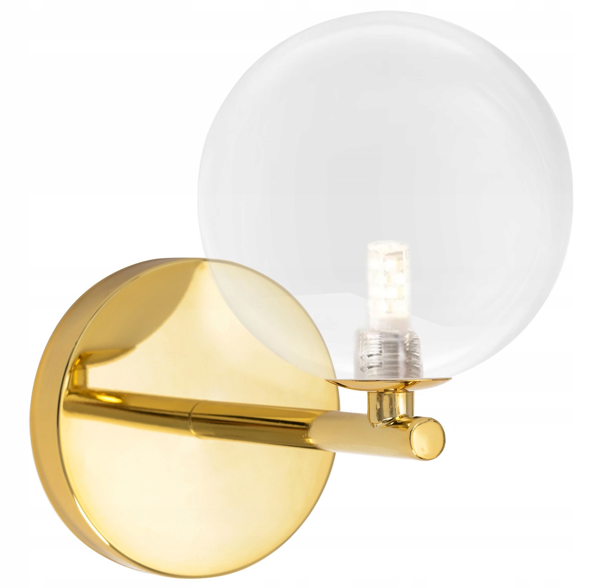 Lampa Ścienna Kinkiet Złoty Szklana Kula Gold Glam