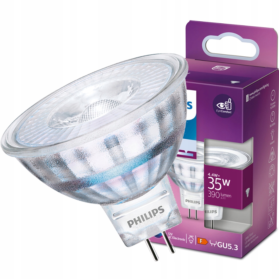 Żarówka Led GU5.3 MR16 4,4W 35W 4000K 12V Philips