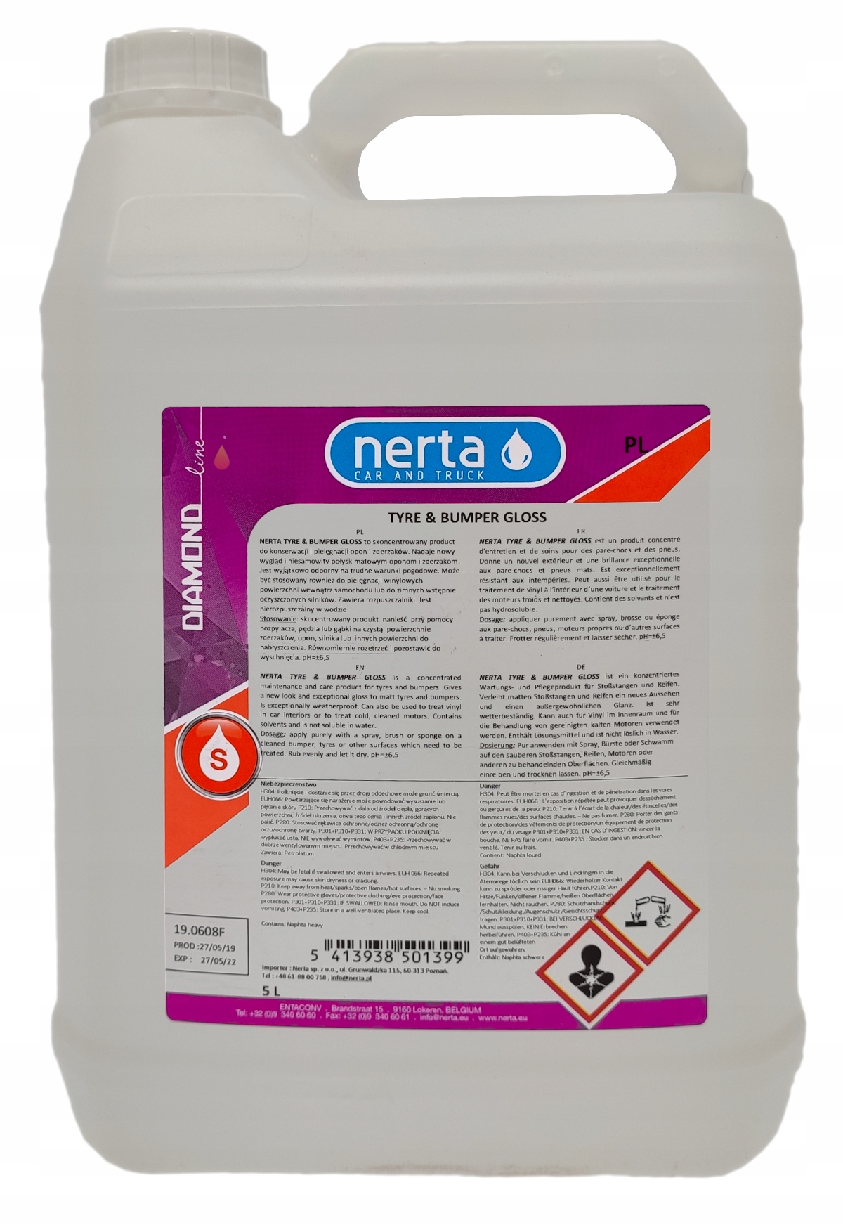Nerta Tyre & Bumper Gloss Vinyl Czernidło Do Opon Gumy Plastików 5L