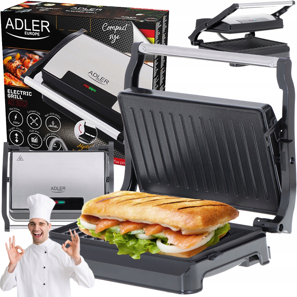 Grill Elektryczny Opiekacz Składany Adler 1200W