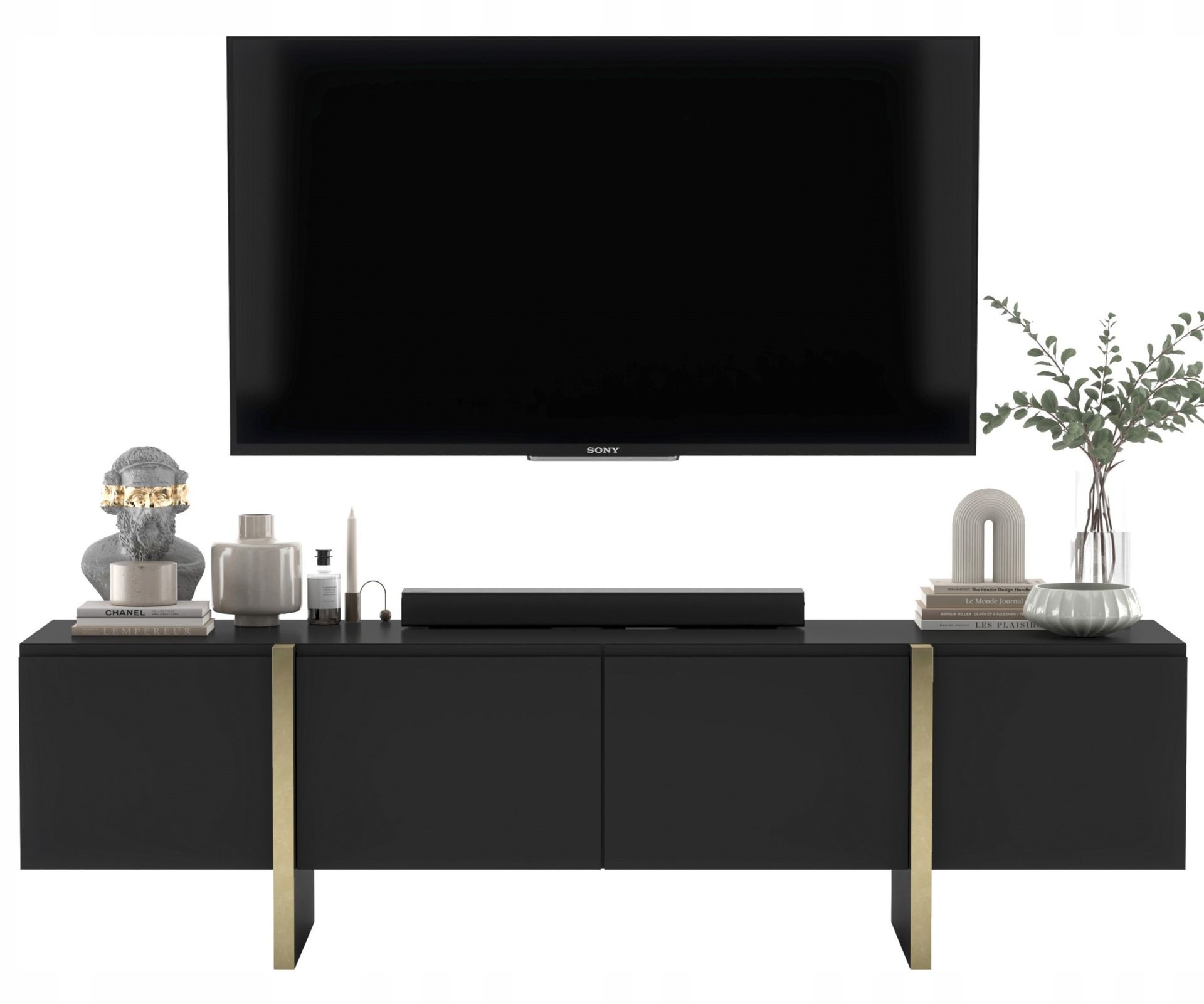 Nowoczesna Komoda Rtv Szafka Rtv Glamour Czarny Mat 180 cm