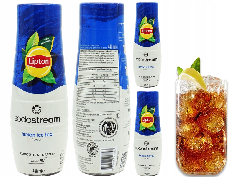 3x Syrop Sodastream Lipton Lemon Ice Tea Do Saturatora 9L Napoju z 440ml