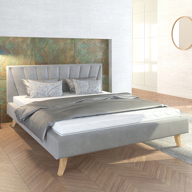 Łóżko 160x200 tapicerowane materac stelaż Malmo