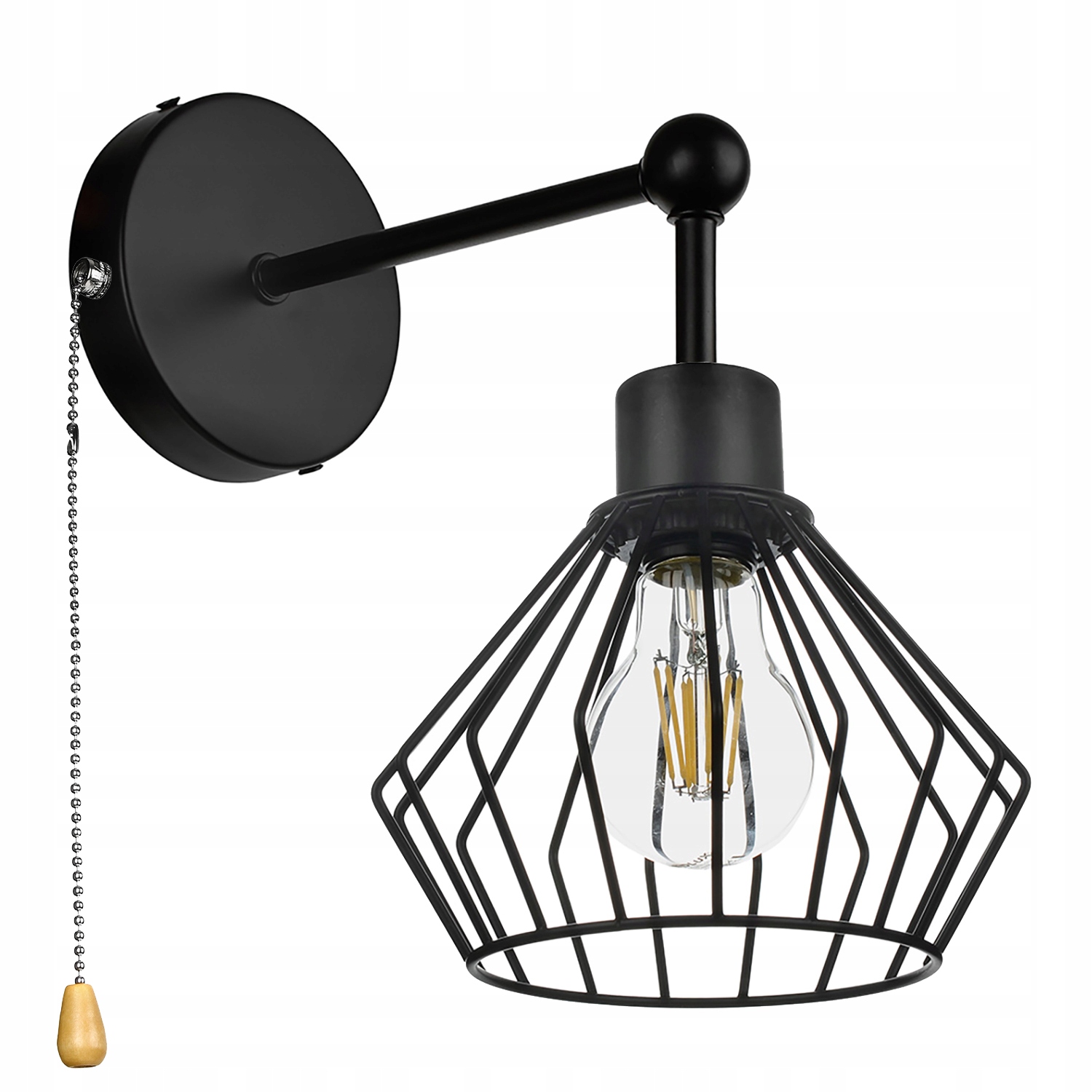 Lampa Ścienna Kinkiet Loft Druciany Led włącznik
