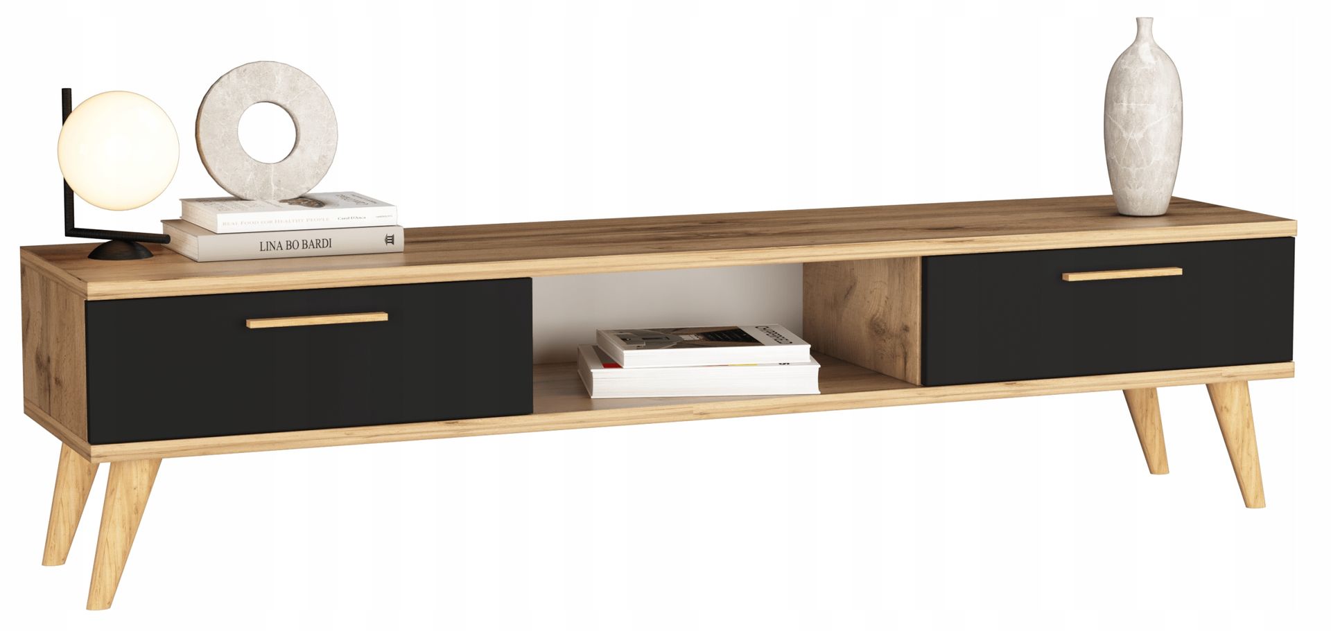 Szafka Rtv Loft stojąca 120cm Skandynawski Cz/w