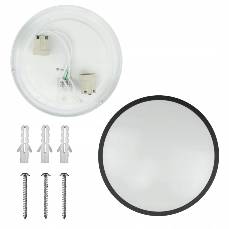 Plafon Led Oprawa Lampa Natynkowy Okrągła 2x E27 2x 40W Duży Gwint Czarna