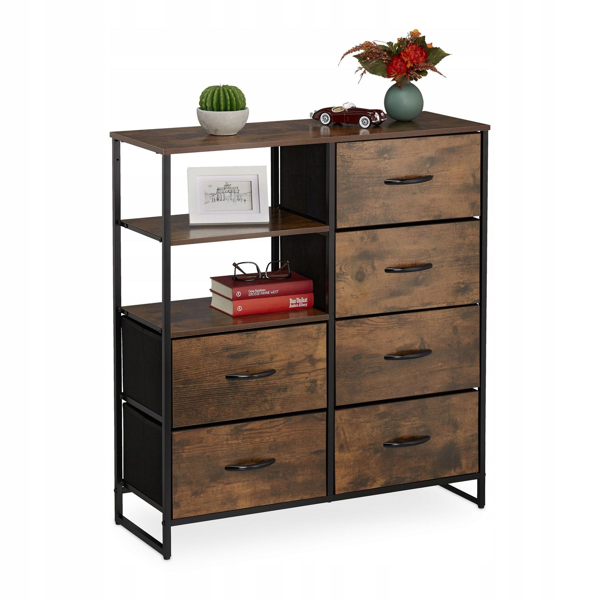 Komoda z 6 szufladami Relaxdays industrialny 84 x 32 x 92cm odcienie brązu