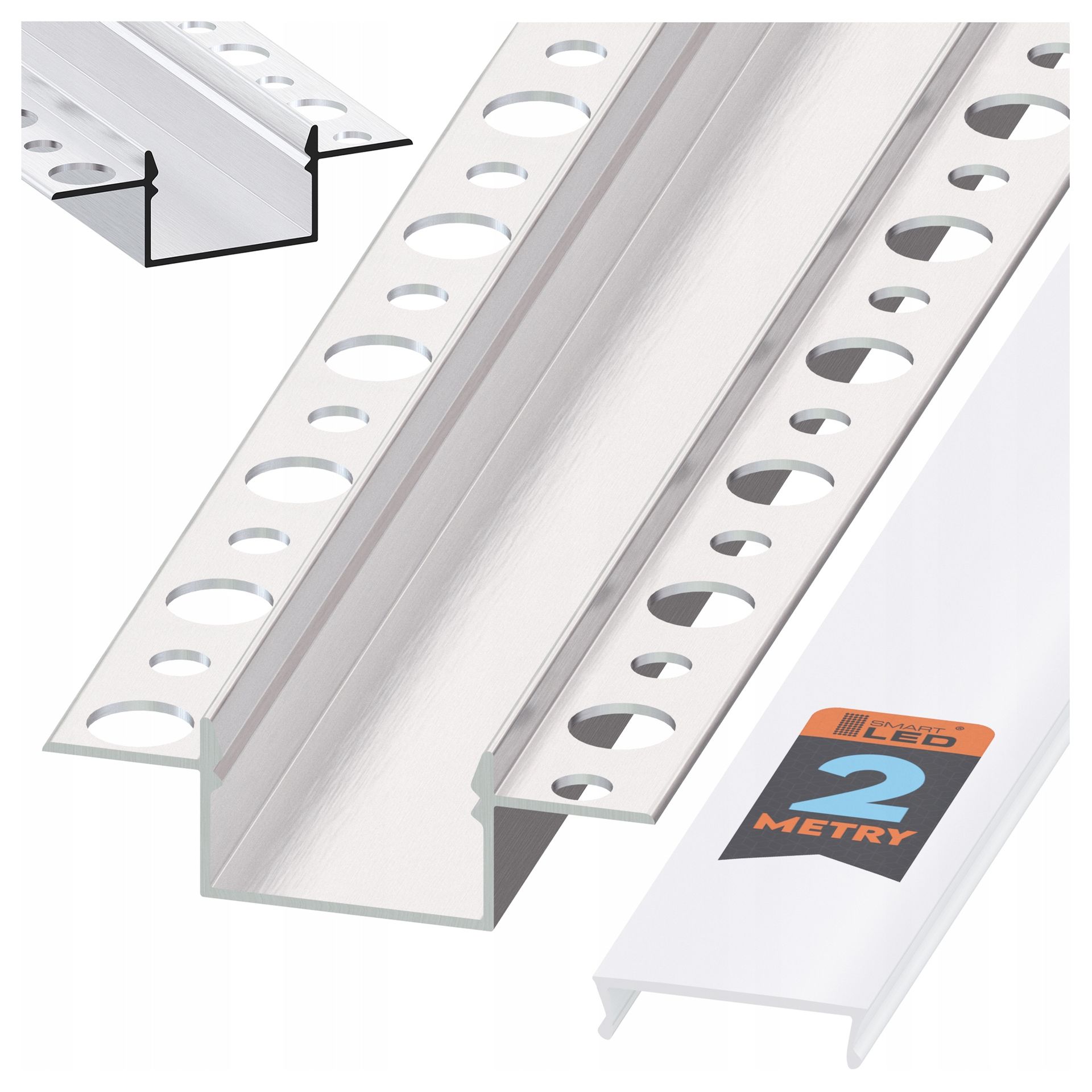 Profil Led aluminiowy do płyt Gk gipsowych wpuszczany 2m regips szeroki