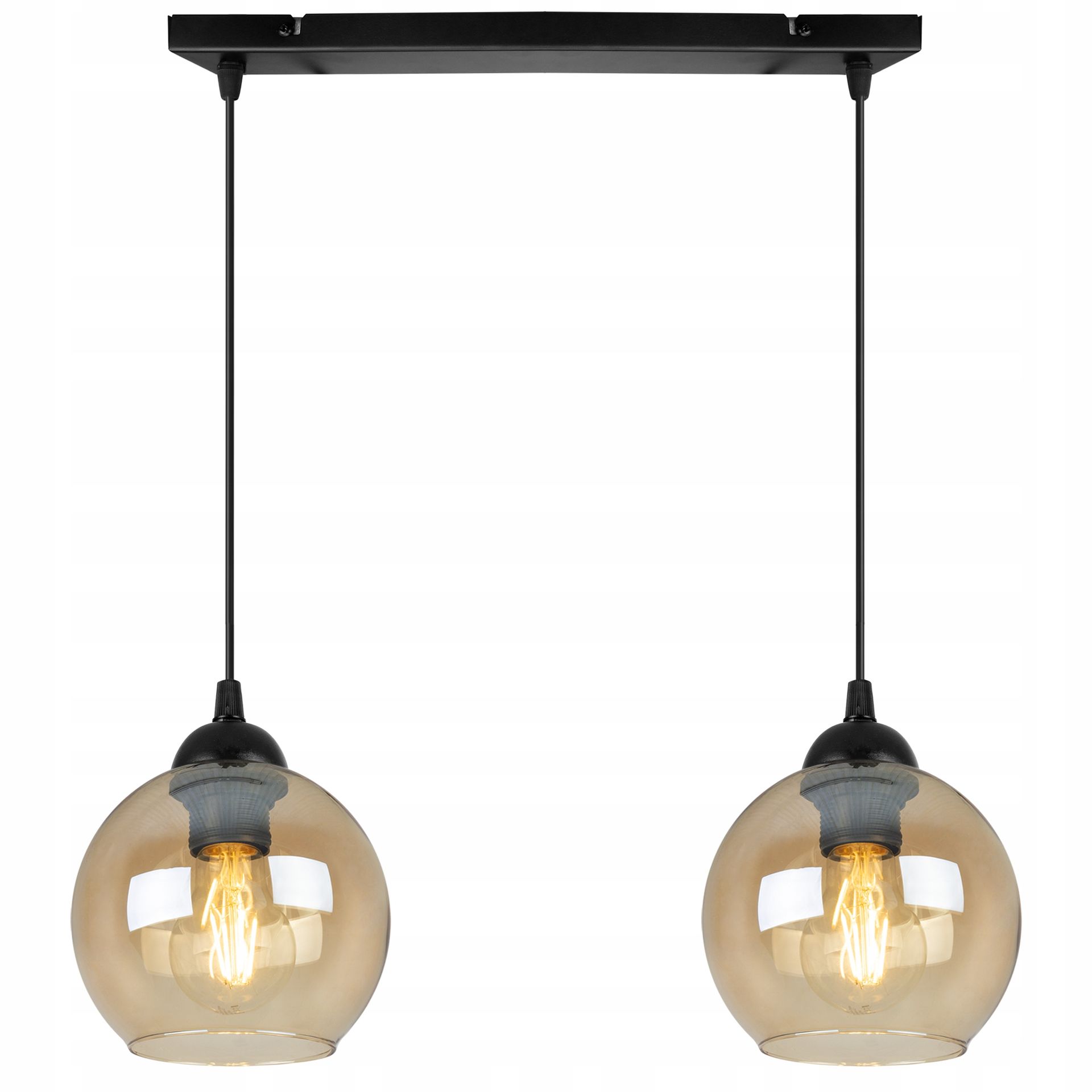 Lampa Sufitowa Wisząca Żyrandol Szklane Kule Czarna Listwa Nad Stół Wyspę