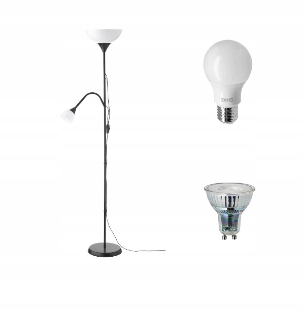 Lampa podłogowa Ikea Not czarna do czytania 174 cm