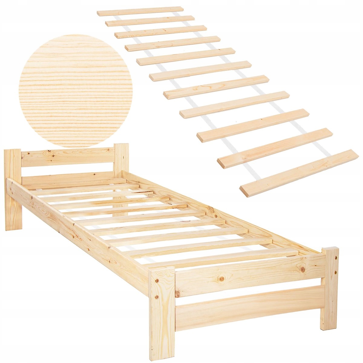 Łóżko 200x90cm Jednoosobowe Drewniane Jasny Brąz +stelaż 1OSOBOWE Producent