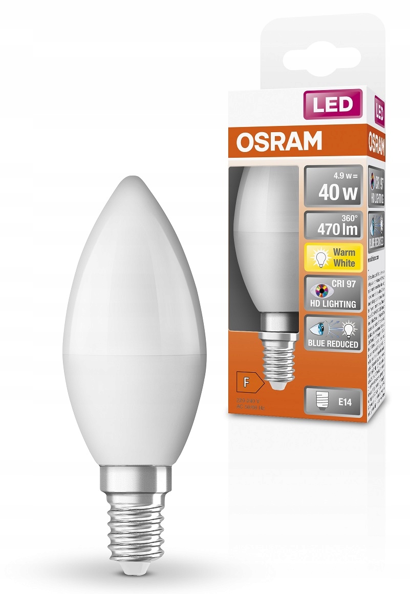 Osram żarówka Led świeczka 4.9W 470lm 2700K CRI-97