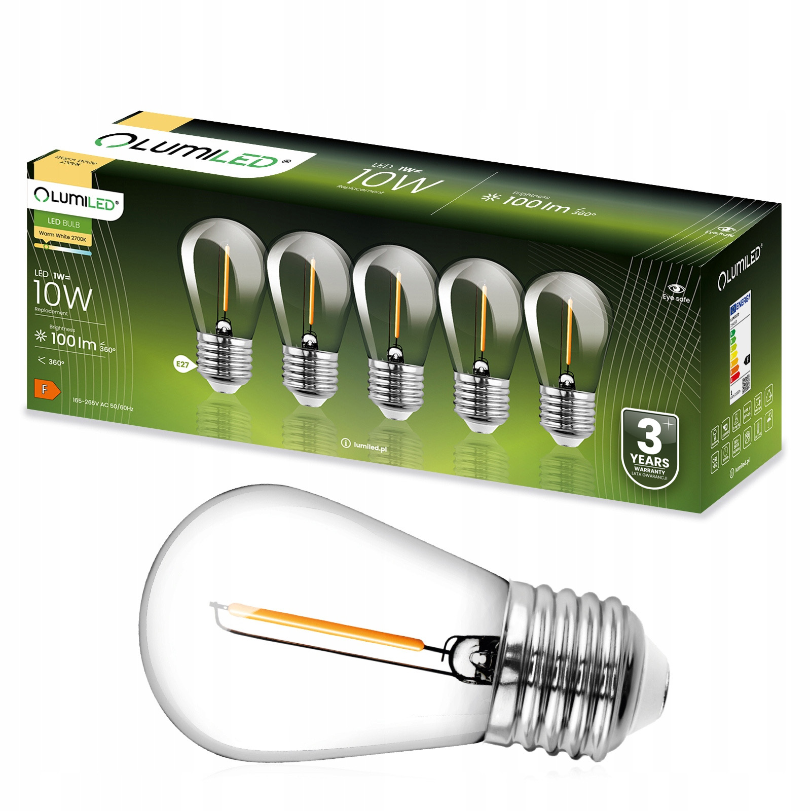 5x Żarówka Led Filament E27 1W 10W Do Girland
